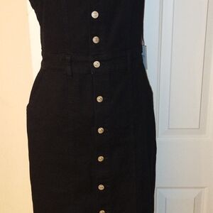 Forever 21 Black Midi Dress with Button Detail